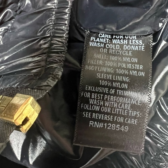 Aviator Nation 6 Stripe Lux Apres Puffer Jacket, Glossy Black, size S NWT - Picture 5 of 6